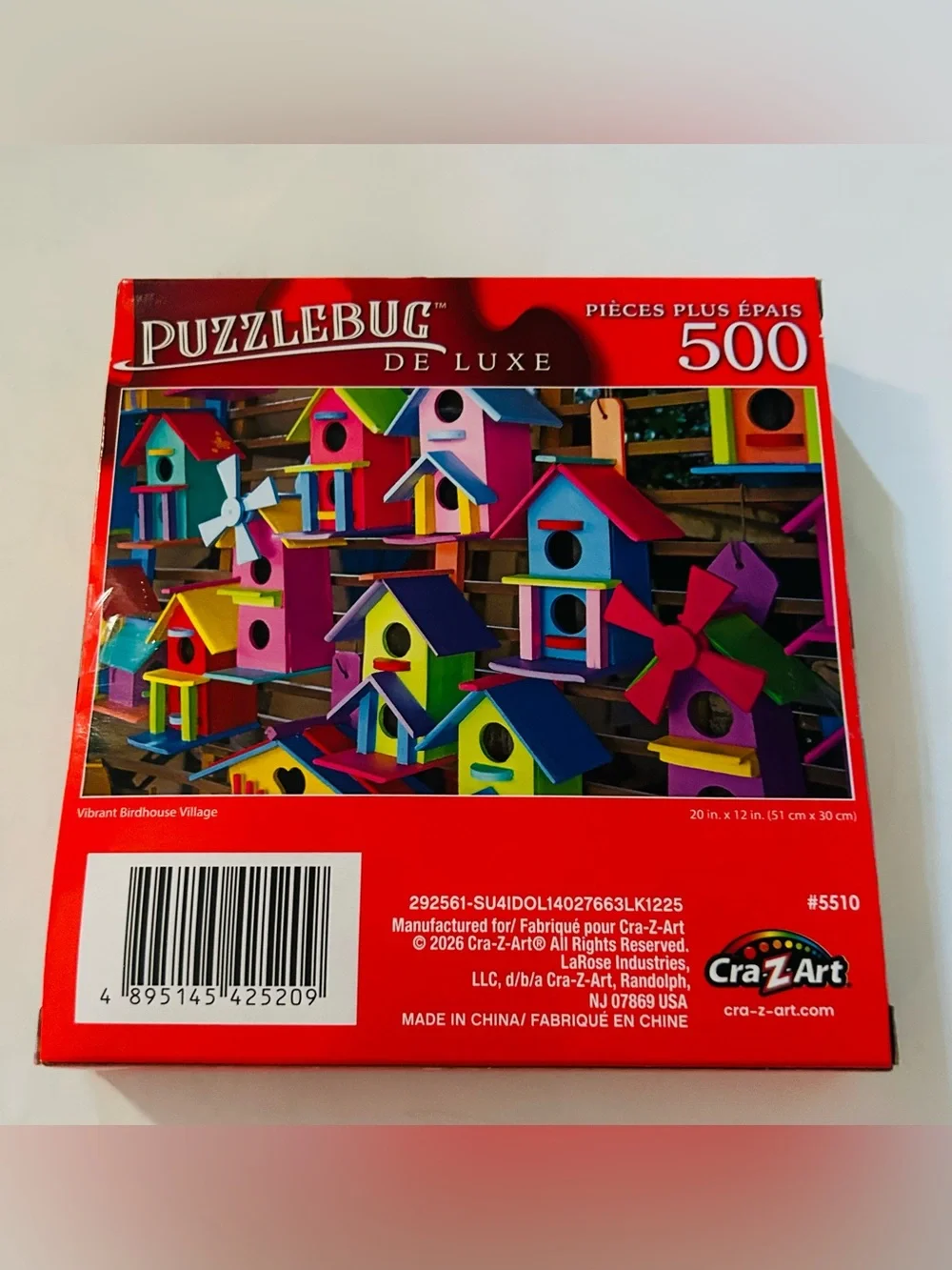 New “Vibrant Birdhouse Village” Puzzle 500 Pieces Puzzlebug DeLuxe 20” x 12”